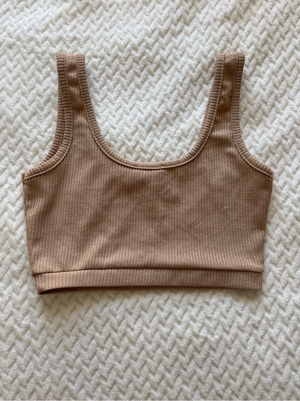 Fashion Nova Ribbed Cropped Tank Top - Taupe - Picture 2 of 3
